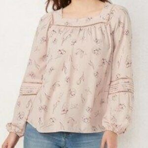 LC Lauren Conrad Blush Floral Blouse